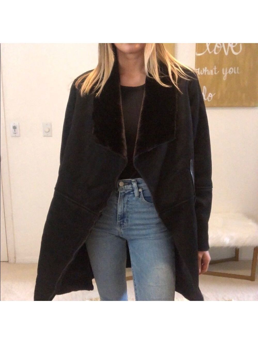 NWT BB Dakota Kelsey faux fur black jacket